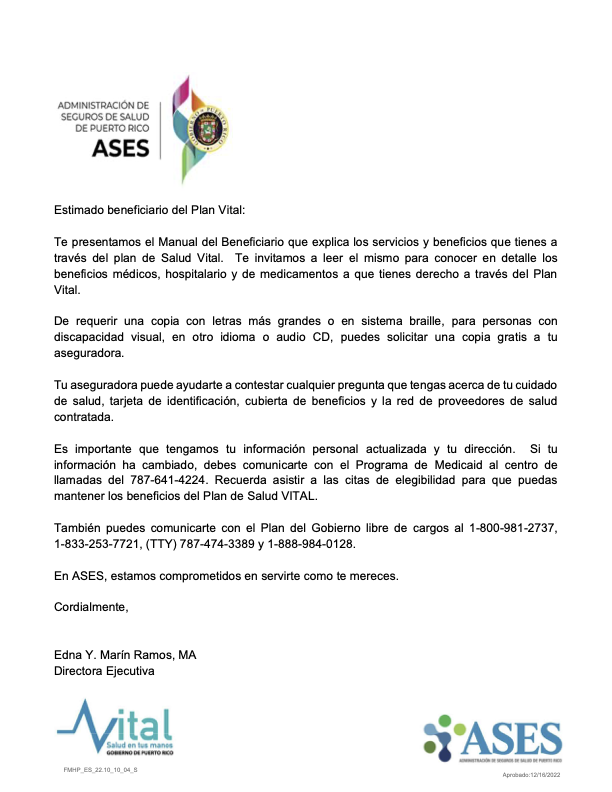 Comunicado de la Administración de Servicios de Salud de Puerto Rico